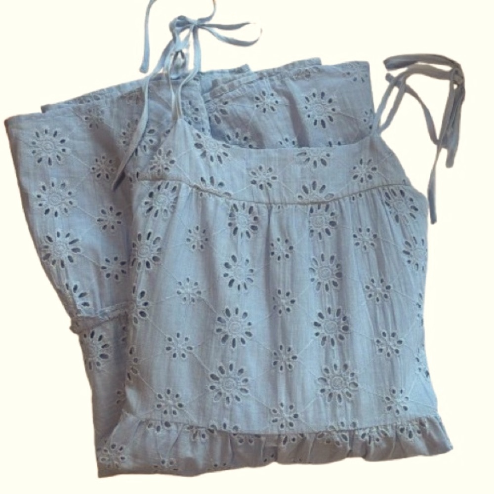 NWOT Talulah Bring Me Flowers Blue Eyelet Tiered Mini Dress Size M - Picture 3 of 11